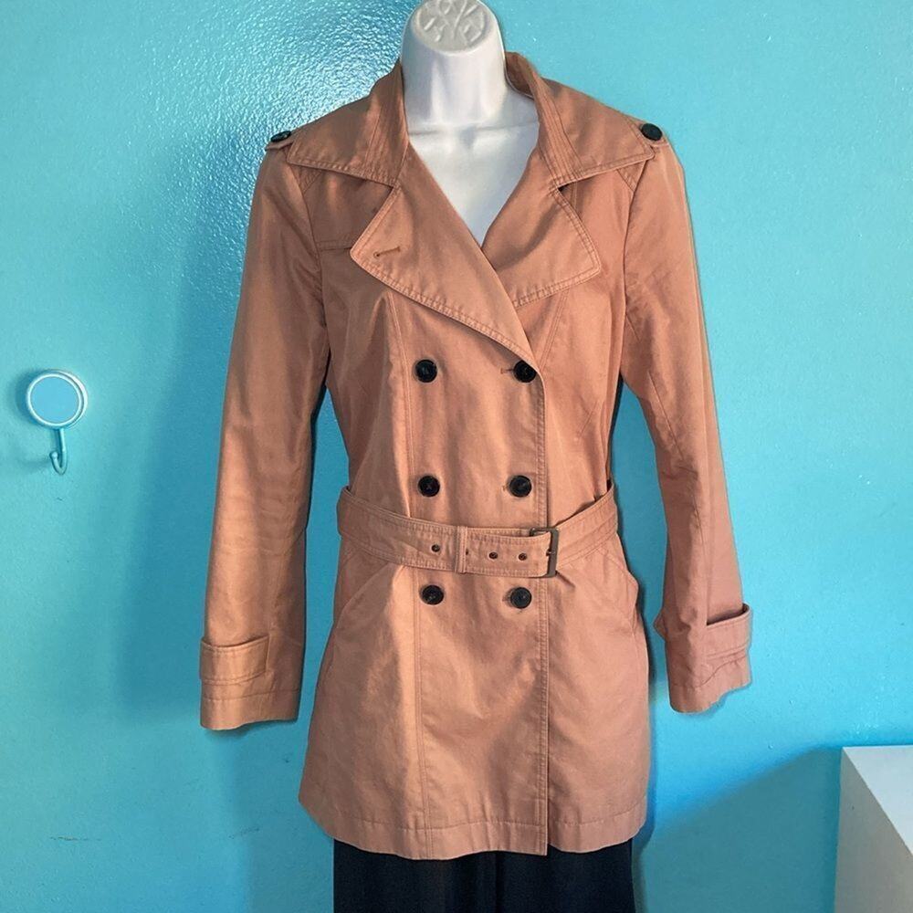 Comptoir Des Cotonniers Mauve Pink Canvas Trench Coat Jacket Quiet Luxury L 42